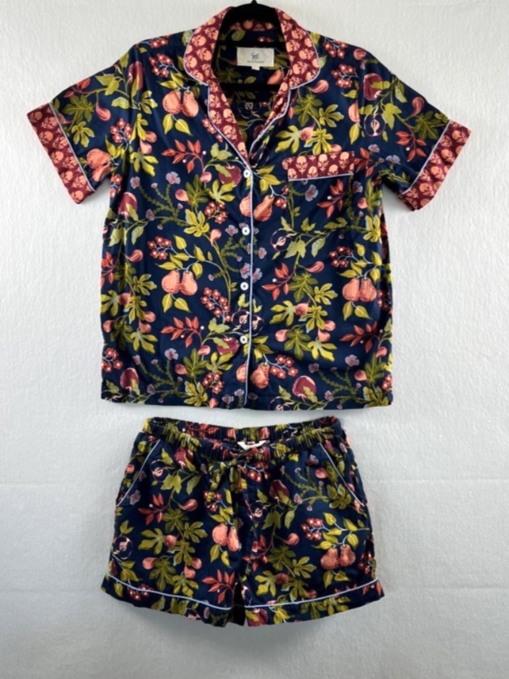 Printfresh Pomme & Poire Short Pajama Set Organic Cotton Poplin XS Good Evening